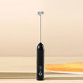 Wireless Milk Frother Electric Type-C Handheld Blender Stainless Steel Mini Coffee Maker Whisk Mixer for Coffee Cappuccino Cream Qme black