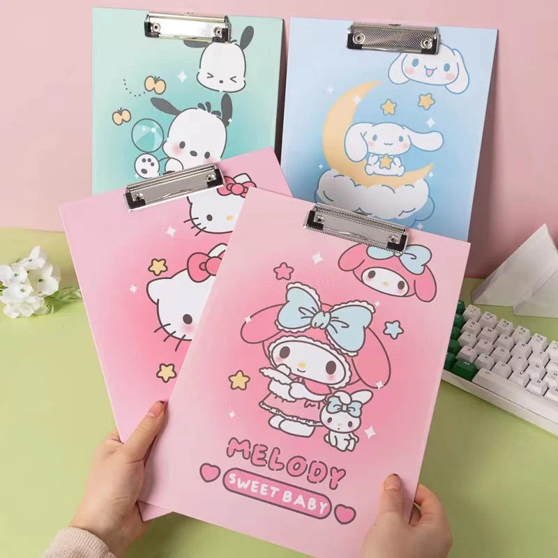 Hello Kitty Kuromi A4 Stylish Folder Clipboard Multifunctional Writing Board Book Rest and Student Writing Folder Qme
