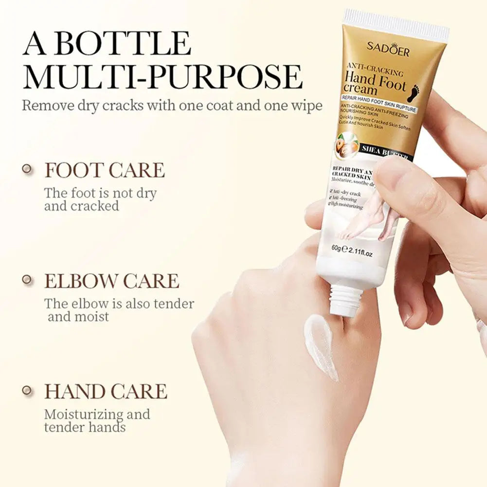 60g Anti Crack Hand Foot Cream Anti-Drying Crack Foot Cream Moisturizing Cracked Heel Repair Restoring Balm Hand Feet Care Qme