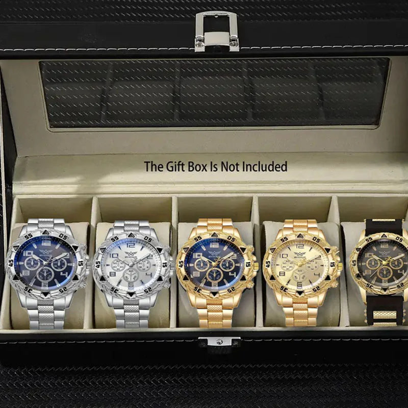 Advanced men's business watch multifunctional three eye dial watch gift set Qme