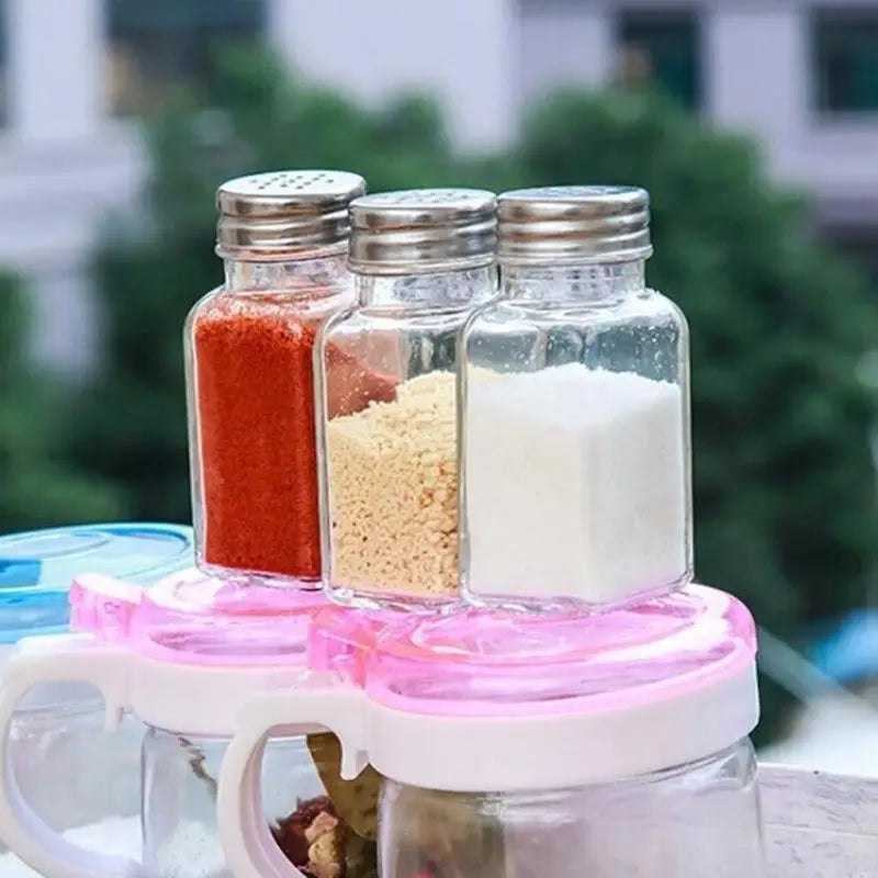 Transparent Seasoning Bottle Storage Tray Outdoor Barbecue Pepper Qme