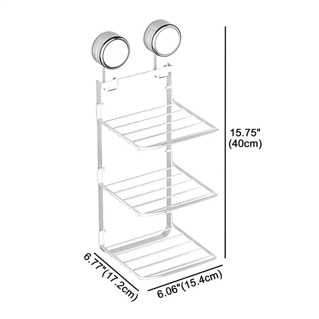 Metal Wall Shelf 3 Tiers Suction Cup Detachable Foldable Storage Shelves Prep Station For Kitchen Dining Room Bathroom Bedroom Qme