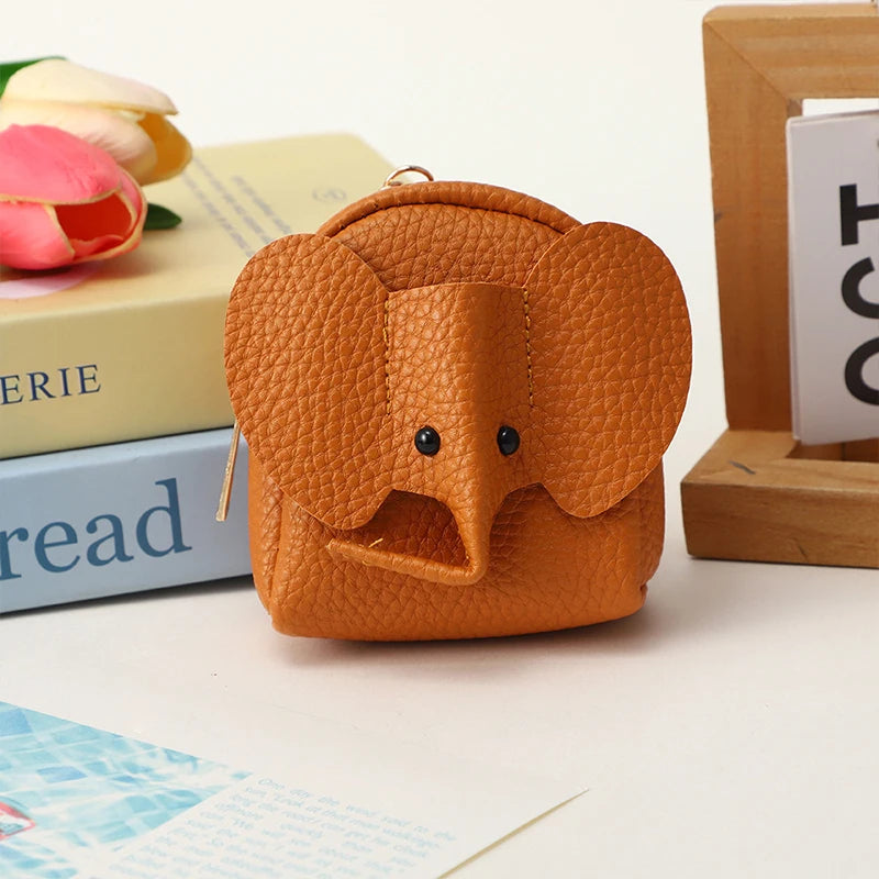 PU Leather Elephant Money Bag Women Coin Purse Key Ring