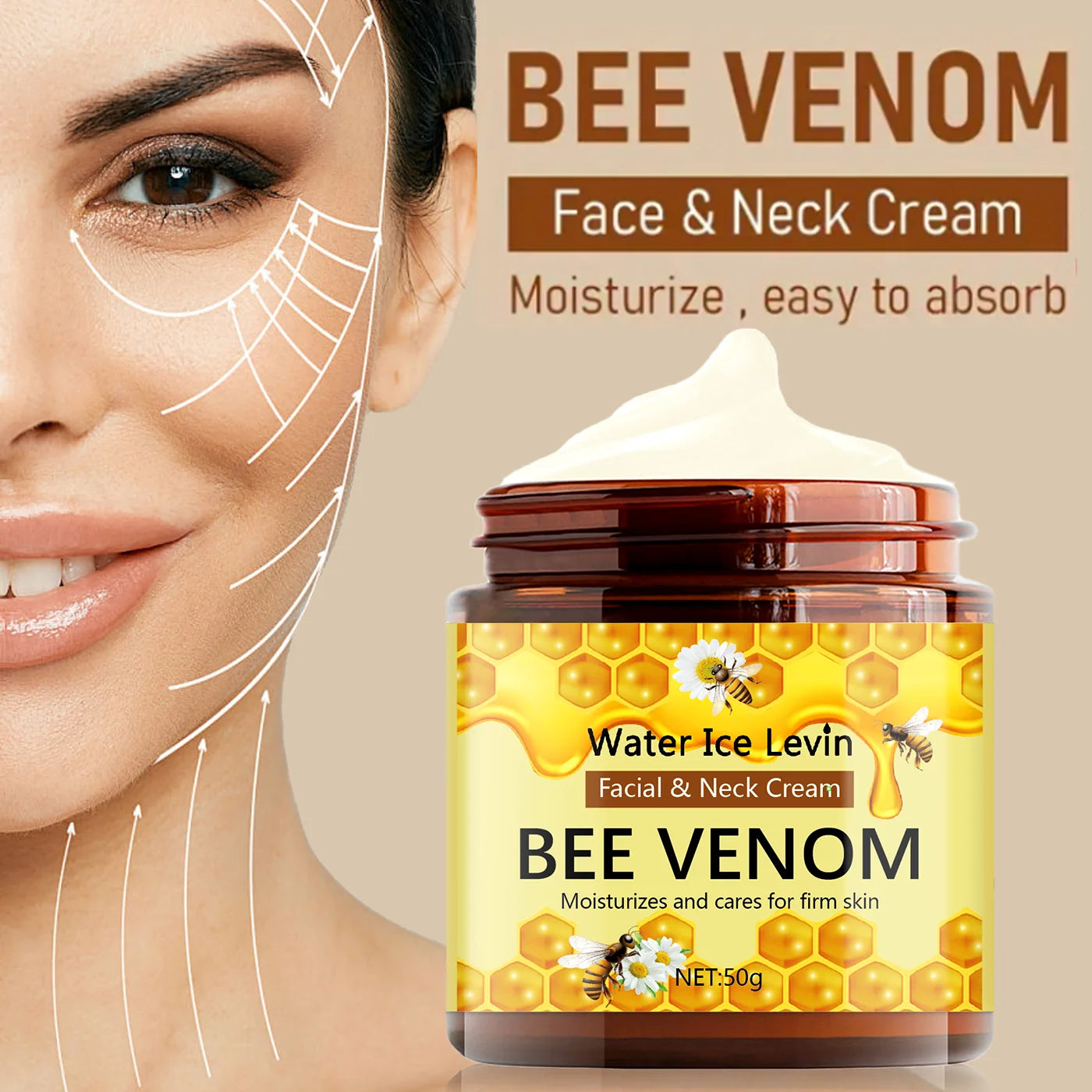 Bee Venom Cream Face Whitening Cream Remove Dark Spots Fade Freckle Melanin Anti Wrinkle Aging Moisturizing Brighten Skin Qme