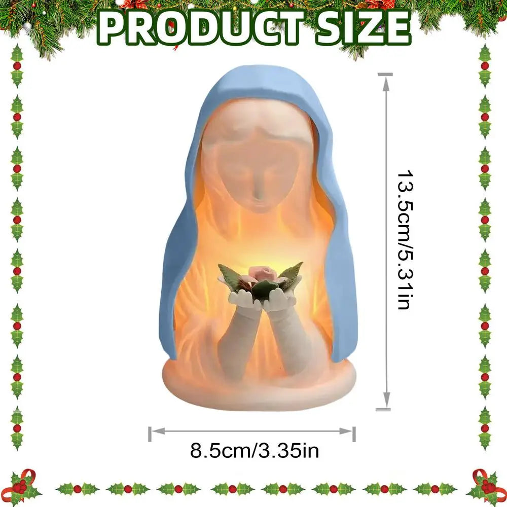 Blessed Mother Mary Night Light Warm Lighting Figure Craft Catholic Night Light for Home House Birthday Nursery College Room Qme B