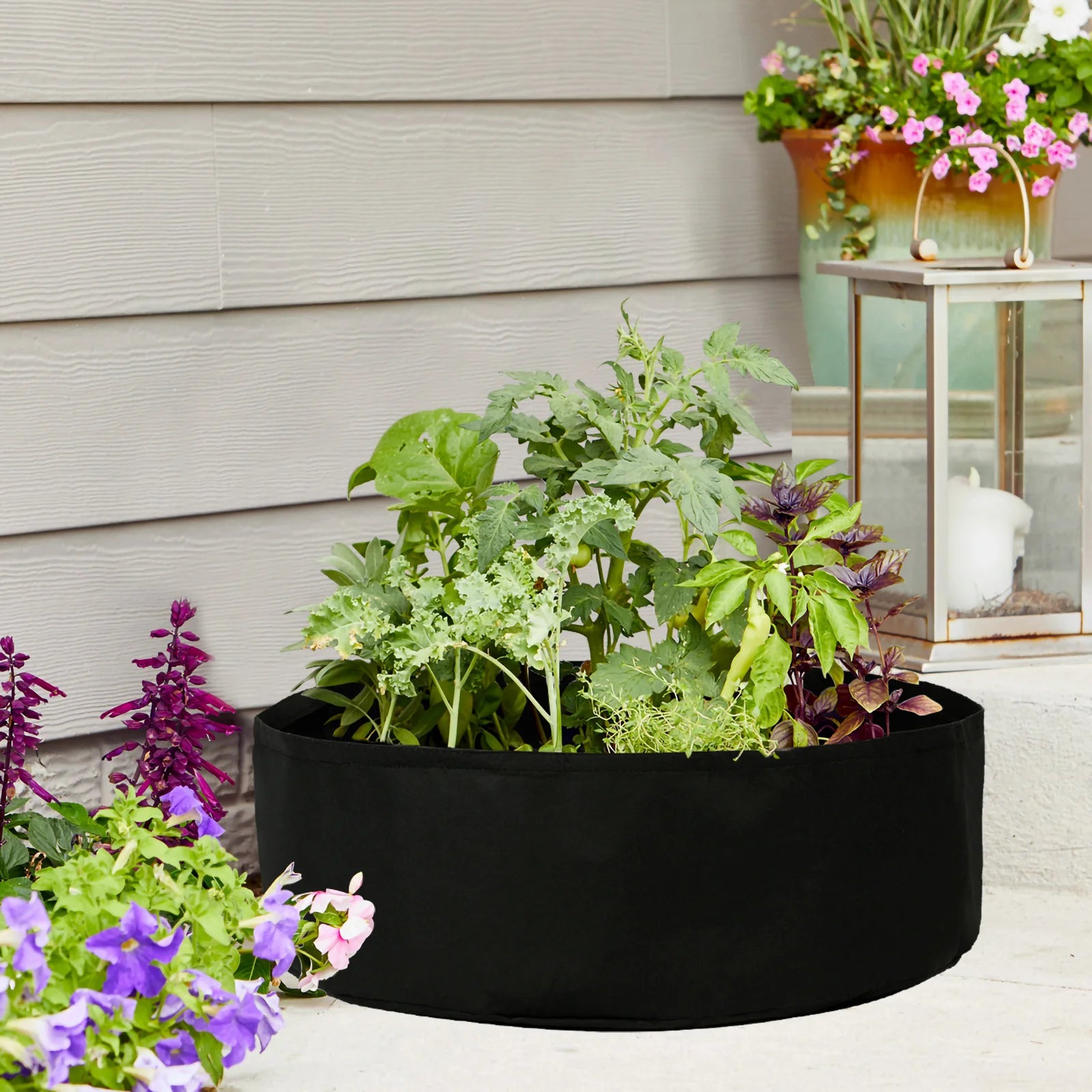 15 Gallon Black Small Felt Grow Bag 60×20cm 1mm Thick Garden Planting Container Bag for Outdoor Gardening Vegetable Flower Qme