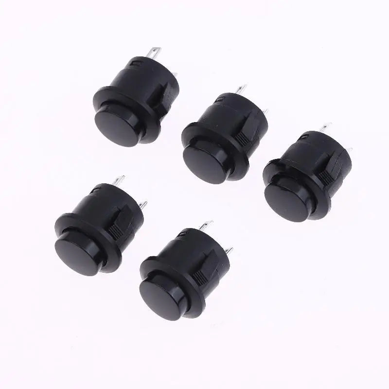5 Pcs Momentary Push Button Switch R13-507 16mm Round Switch 2Pins ON-OFF Self-reset Panel Mounting Qme Black 5pcs