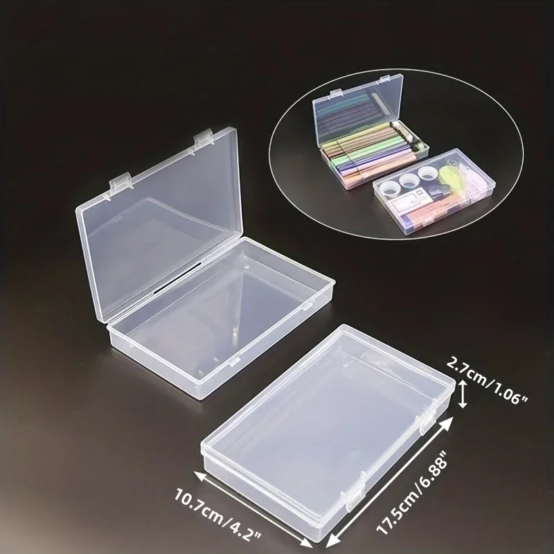 4pcs Transparent Stationery Box, Rectangular Plastic Clear Tool Parts Small Box, Mobile Phone Mask Fishing Tackle Storage Box Qme