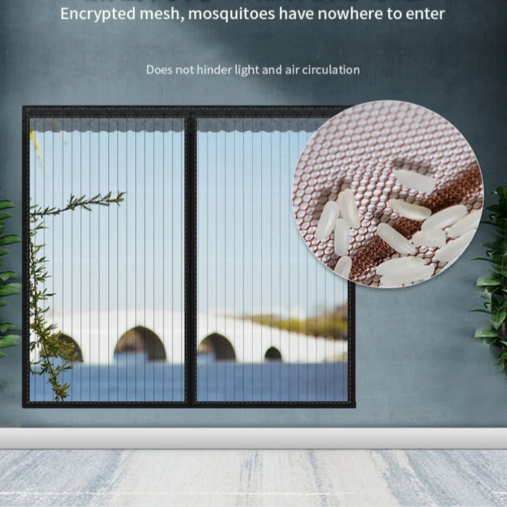 Summer Self-adhesive Window Screen Anti-Mosquito Prevent Flying Insects Invisible Mesh Curtains Removable Magnetic Screen Window Qme