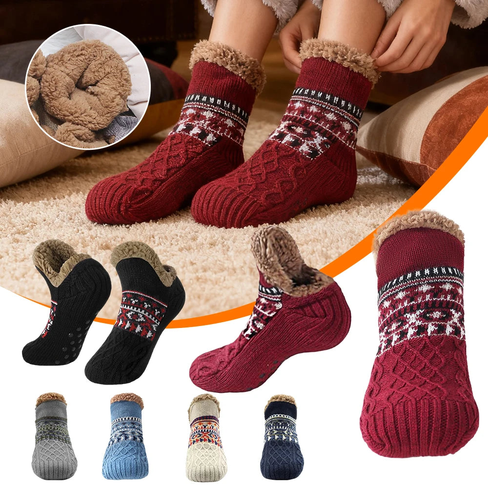 Thickened Floor Socks Women Men Home Slippers Socks Non Slip Knitted Carpet Sock Winter Thermal Sleeping Socks Christmas Gifts Qme