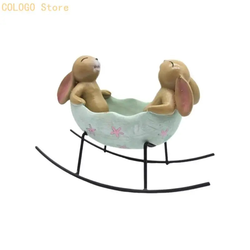Rabbit Figure Easters Bunnies Eggs Cradle Statue Unique Decorations Qme A China Mainland