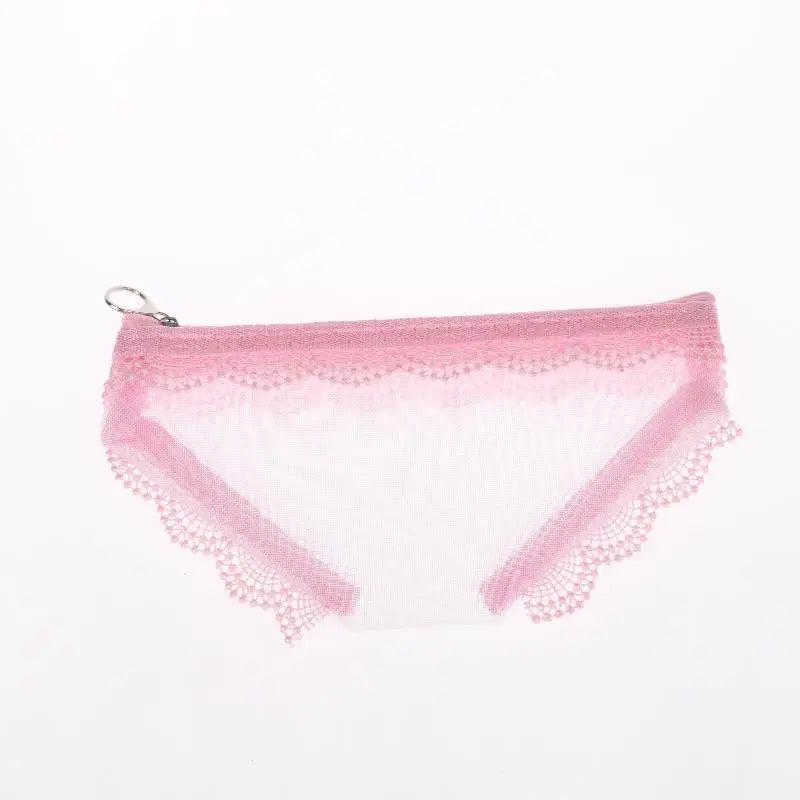 Lace Trim Mesh Cosmetic Bag Transparent Design And Portable Perfect For Travel Daily Use Storing Qme style 5