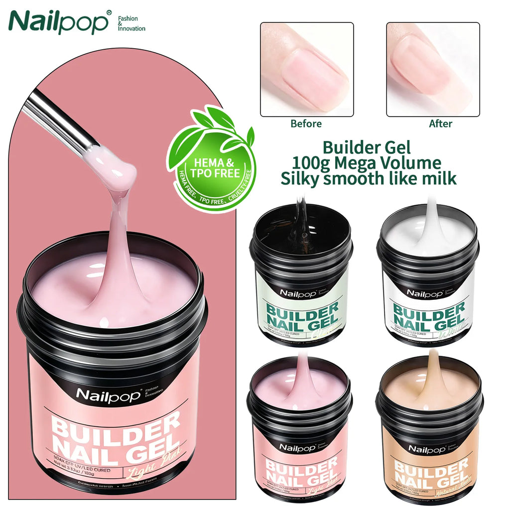 Nailpop Nail Extension Gel Clear White Nude Light Pink Acrylic Art UV Qme