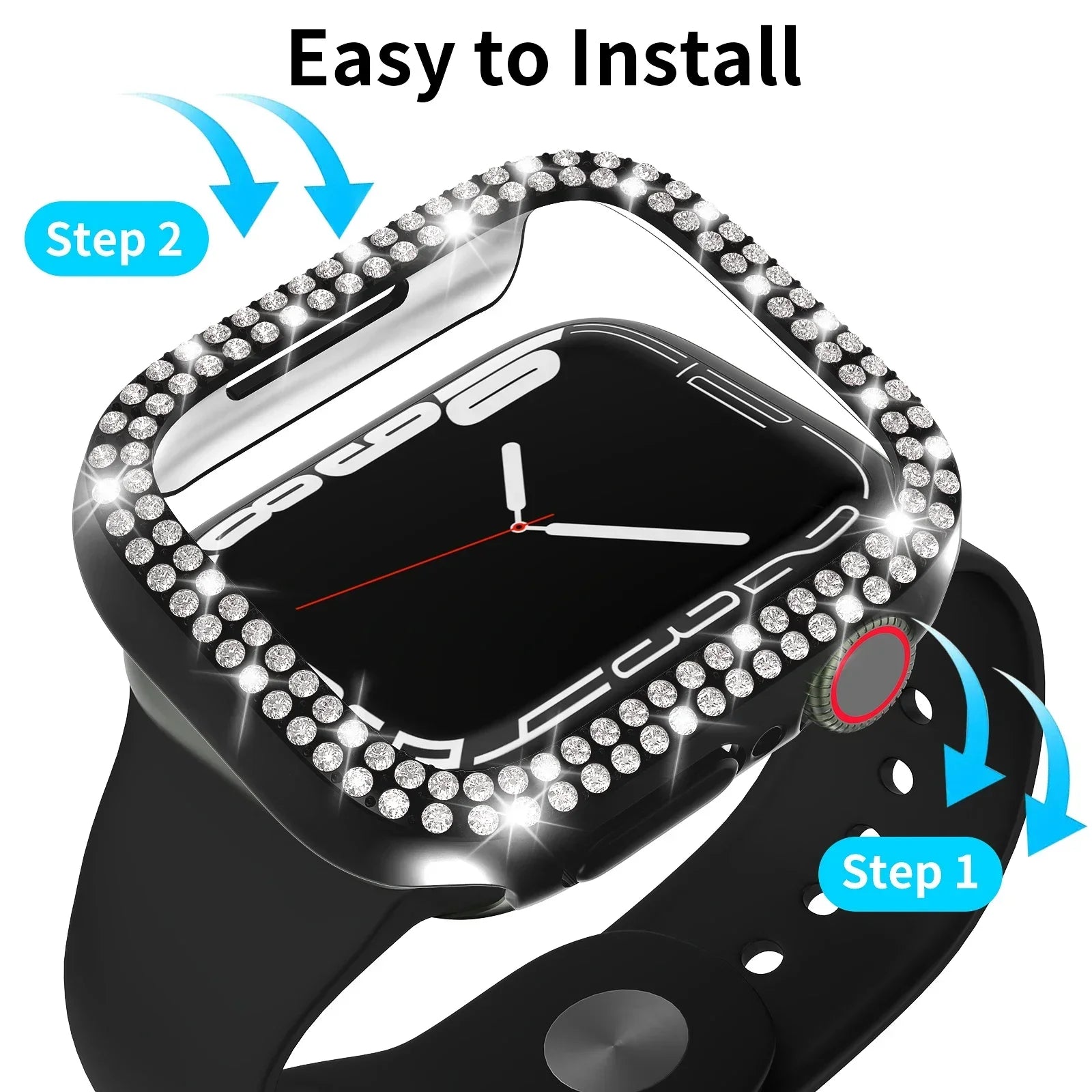 Diamond Case For Apple Watch Cover 9 8 7 41mm 45mm 44mm 40mm Bling Bumper Protector Shell For iWatch Series 8 3 4 5 6 SE Qme