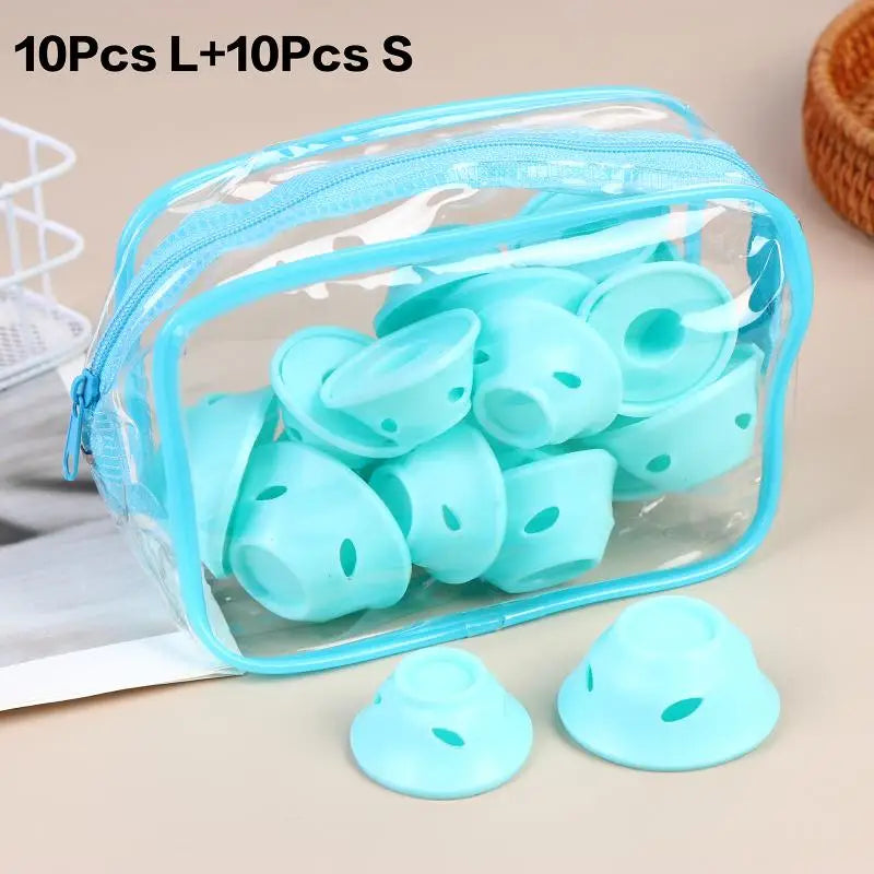 Silicone Hair Curling Rollers DIY Mushroom Bell Shapes Spiral Design Qme Blue