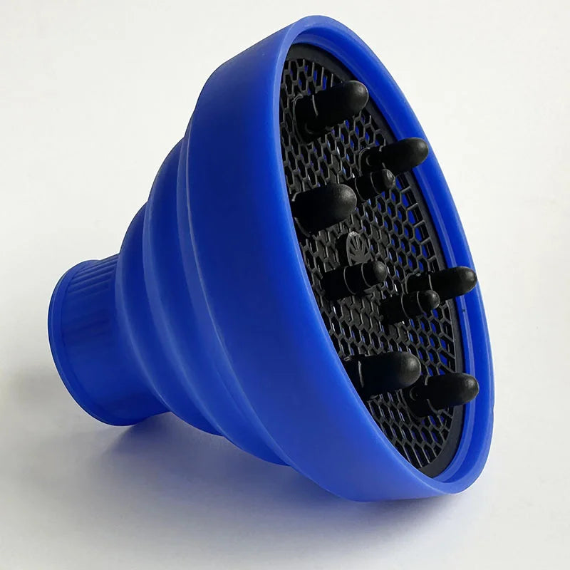 Universal Silicone Hairdryer Diffuser Cover Scalable Hair Drying Tool with Temperature Resistant Dispersing for Salon Qme 1pcs blue