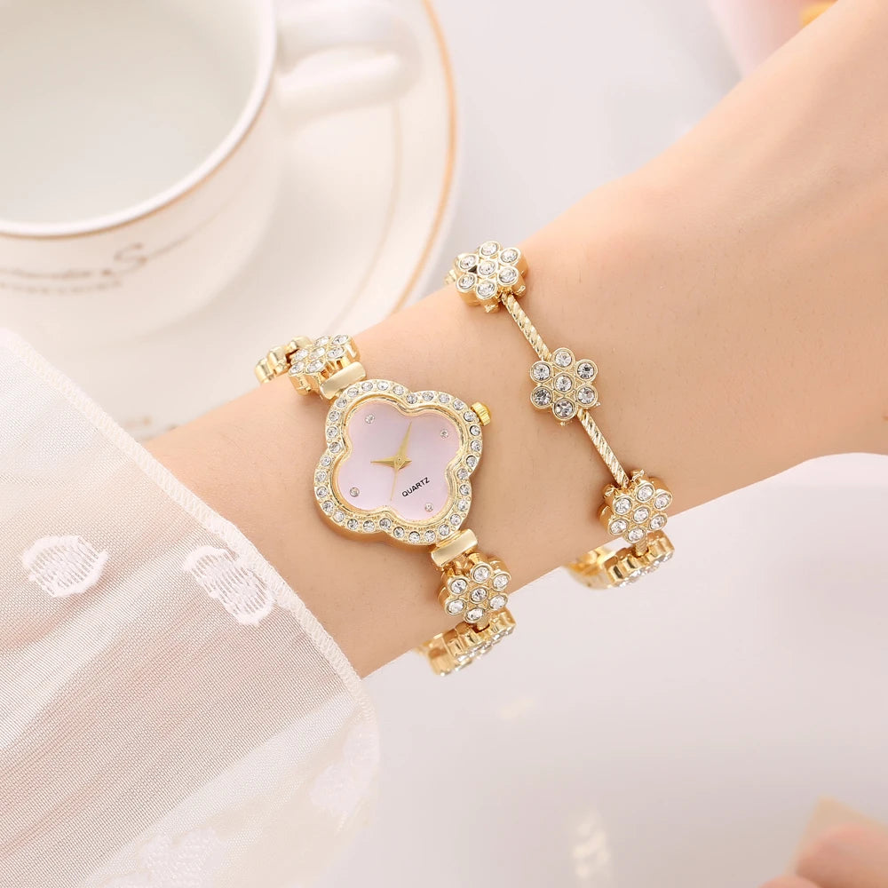 New Fashion Butterfly Strap with Diamond Set Round Women's Watch Simple Student Bracelet Watch Women's Quartz Watch Qme 2