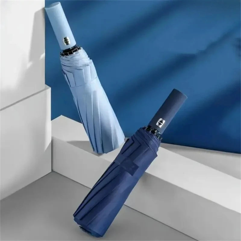 Semi Automatic 3-Fold Umbrella Durable 12-Bone Frame UV-Resistant Qme
