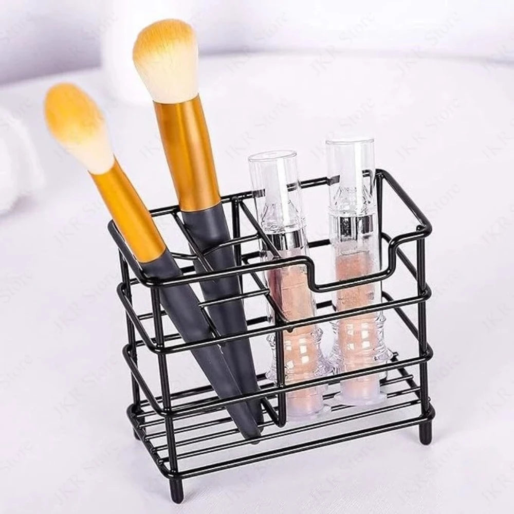Compact Space-saving Washroom Storage Stand Stainless Steel Toothbrush Toothpaste Rack Freestanding Holder For Home Daily Use Qme