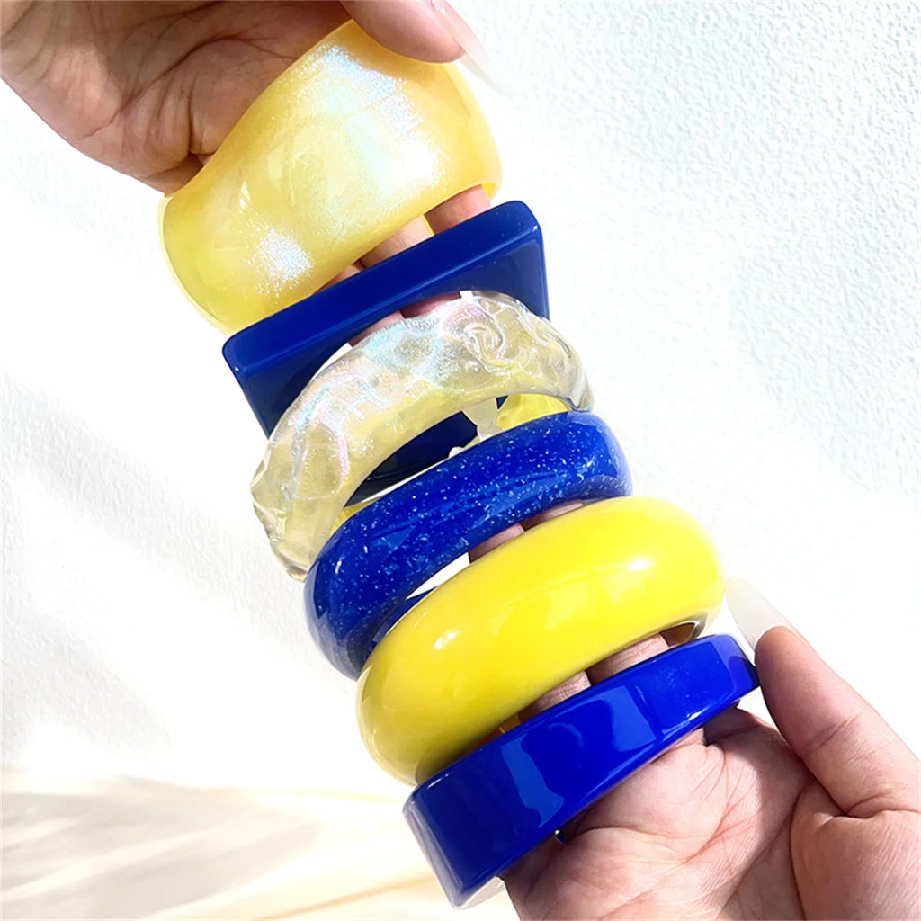 Twisted Shaped Irregular Fashion Resin Bracelet for Women Girl Summer Vacation Bangle Hip Hop Y2K Ins Style Bangle Female Qme