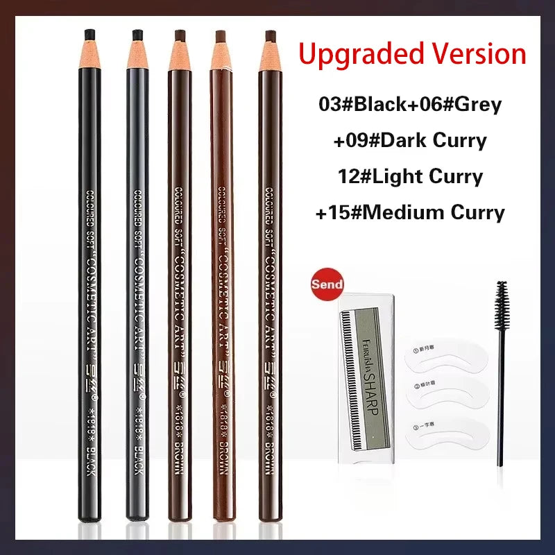 Waterproof Art Tint Makeup Eye Brow Pen 5pcs Professional Microblading Pencil Eyebrow Tattoo Tint Enhancers Cosmetic Wholesale Qme 5Pcs-Mix 1