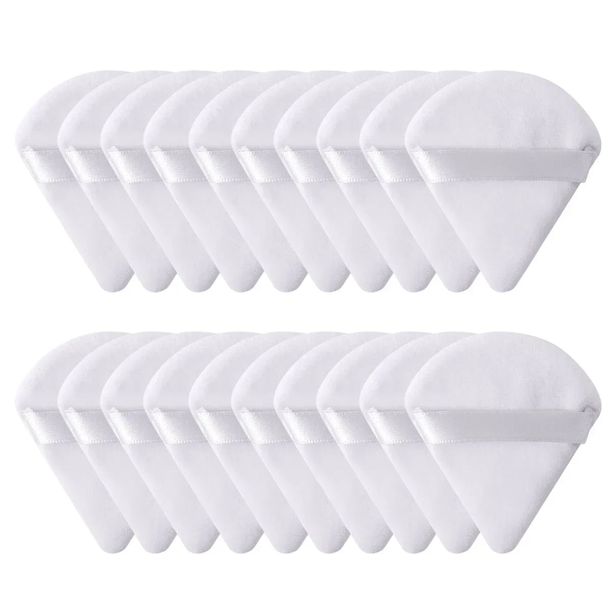 Triangle Velvet Powder Puff Wet Dry Loose Powder Liquid Cosmetic Soft Plush Powder Puff Makeup Foundation Washable Makeup Tool Qme 20PCS-white