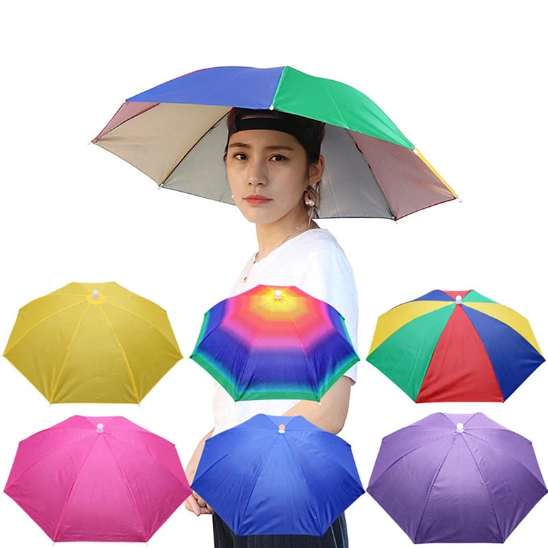 Anti-rain Headwear Brolly Cap Head Umbrella Elastic Band Waterproof Qme