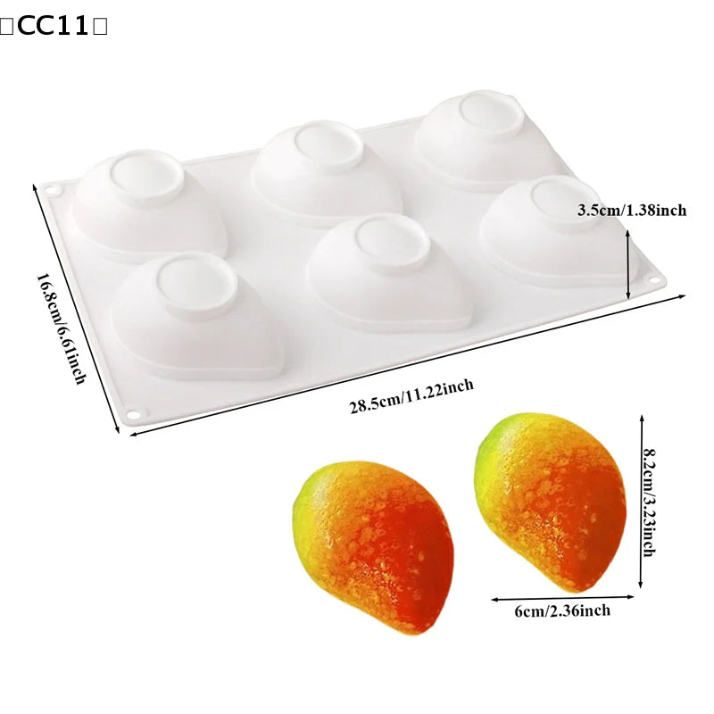 6 12 Cavity Silicone Mold Mango Mousse Cakes Fruit Shaped Chocolate Qme