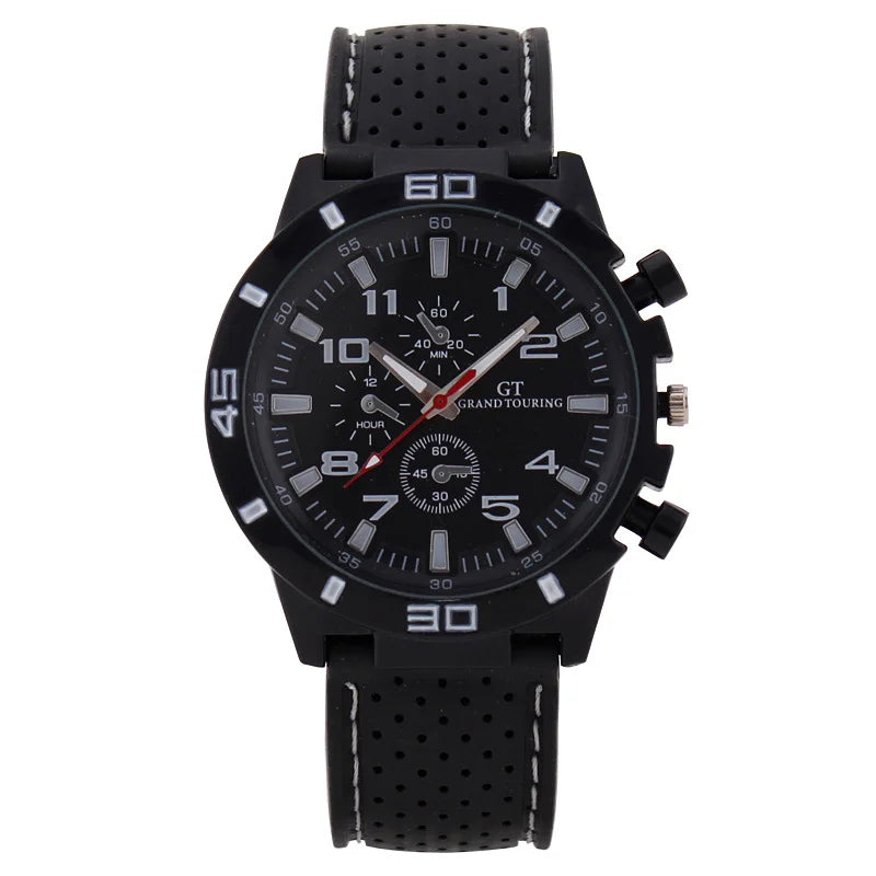 Foreign trade sports three eye silicone strap men's watch men's watch men's watch quartz Qme WHITE