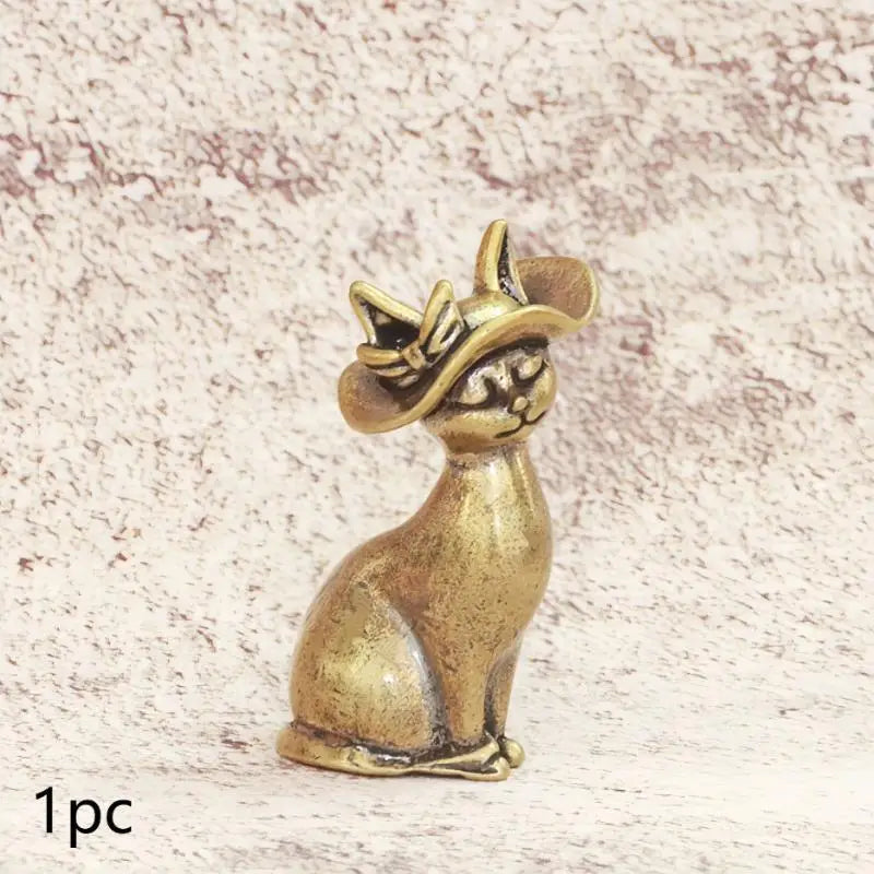 Brass Princess Cat Statue Creative Animal Desk Ornaments Desktop Qme A1
