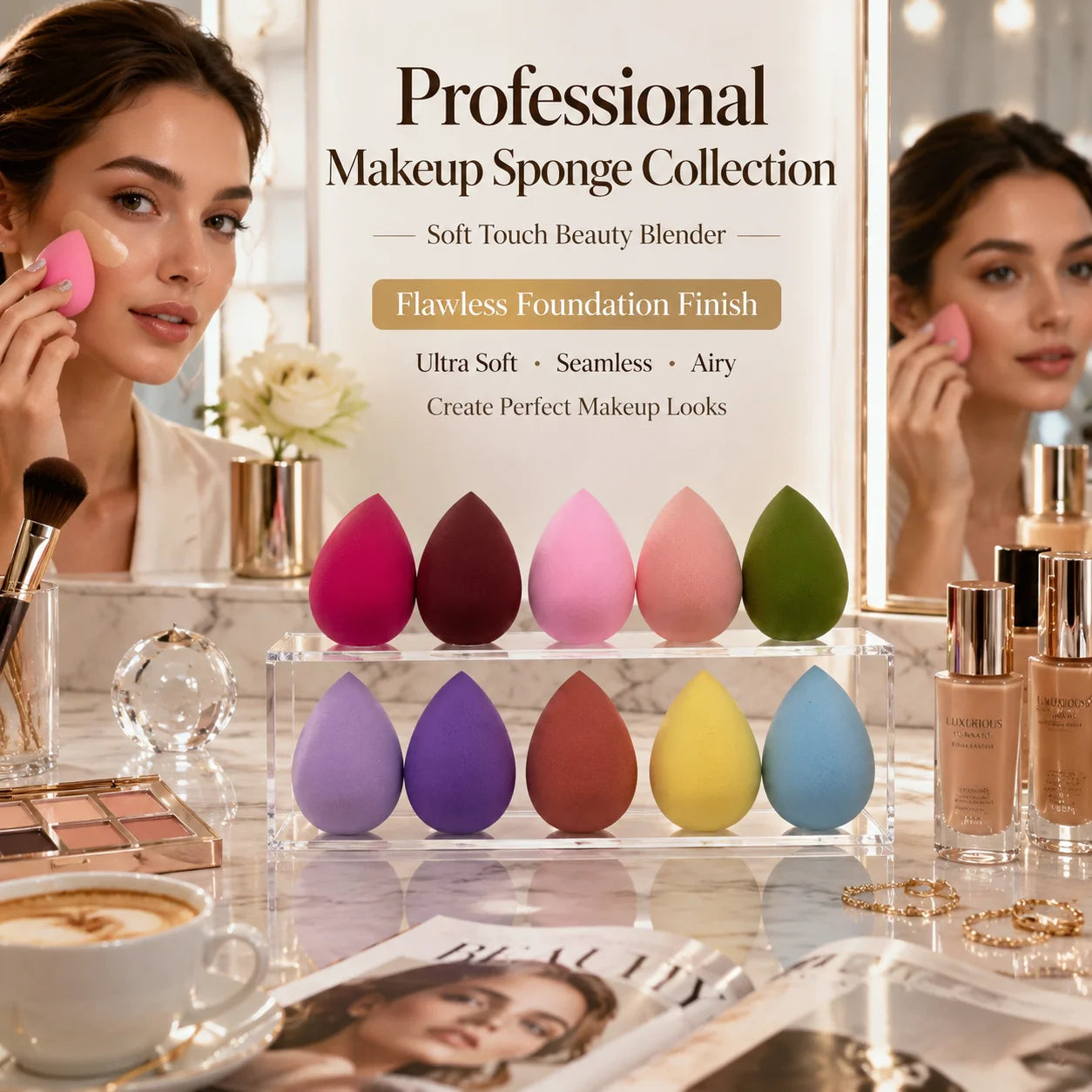 10 Random Mini Mixed Makeup Sponges Puffs DIY Tools Concealer Qme