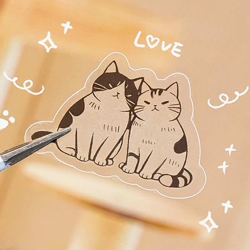 4 Bags Minimalist Line Cat Sticker Set, Cute Simple Kitten Decor for Phone Cases, Water Bottles & More Qme