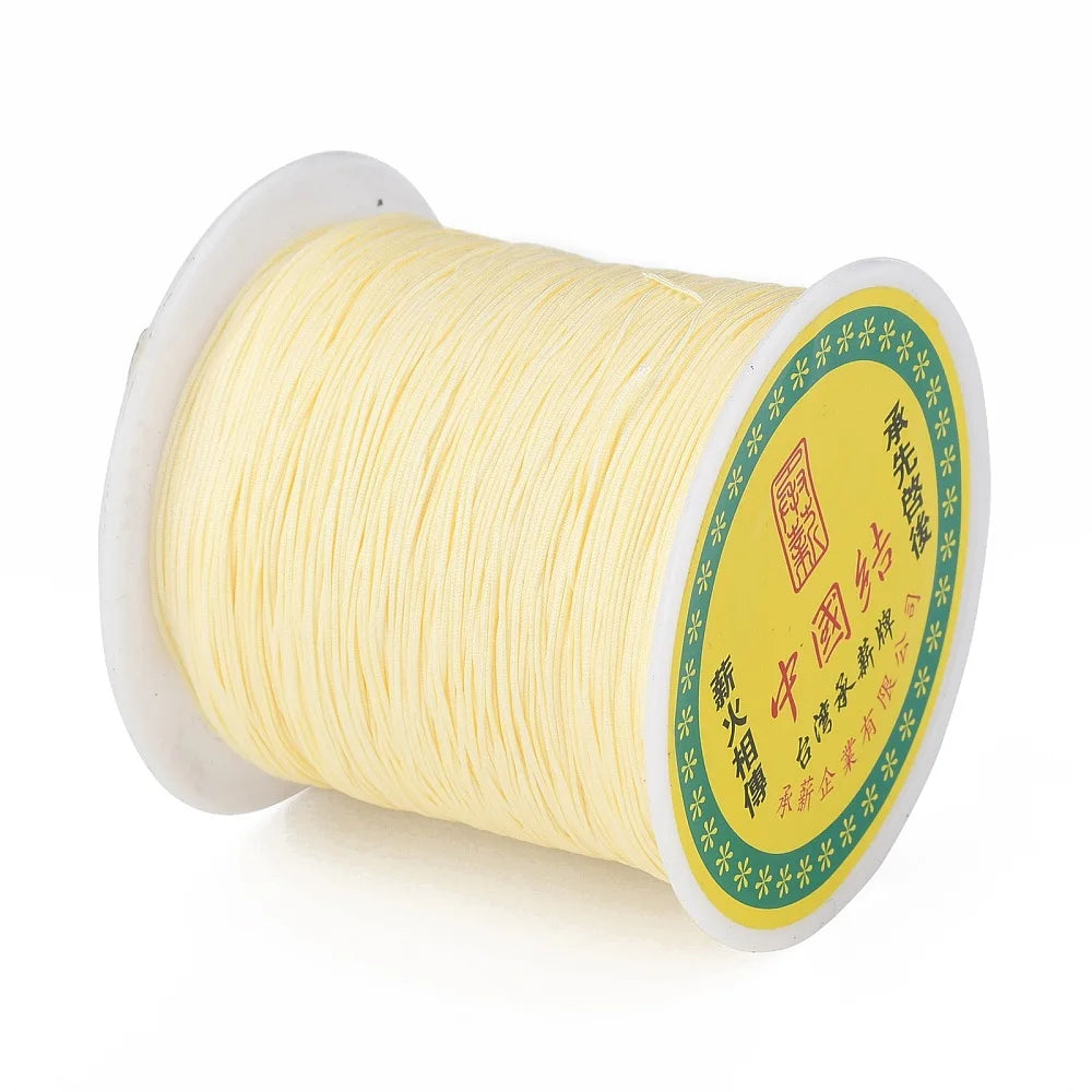 PandaHall about 150yards/rollBraided Nylon Thread Chinese Knotting Cord Beading Cord for Beading Jewelry Making Colorful 0.5mm Qme Lemon Chiffon 0.8mm