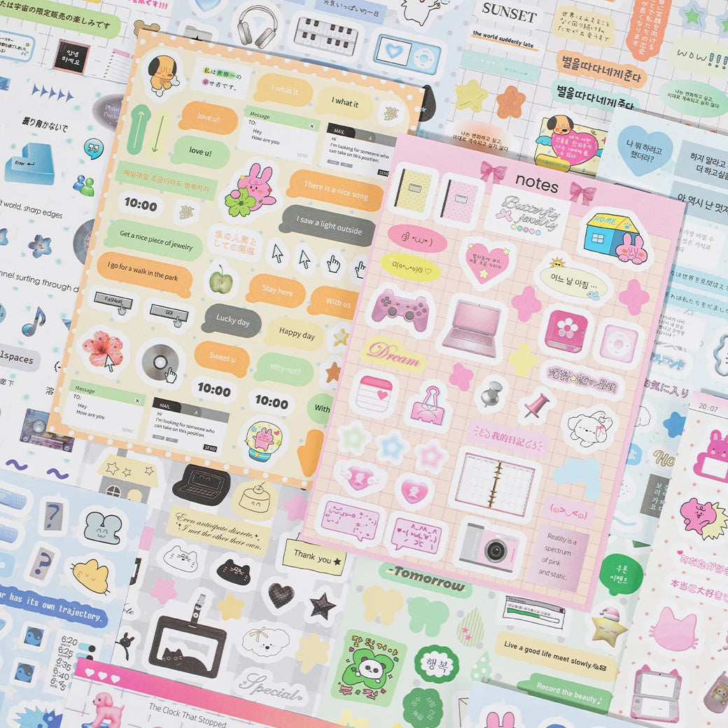 TIANZI 20 Pcs Die cut Stickers Book Cartoon Aesthetics Decoration Handmade Scrapbook Diary Supplies Japanese Stationery Sticker Qme