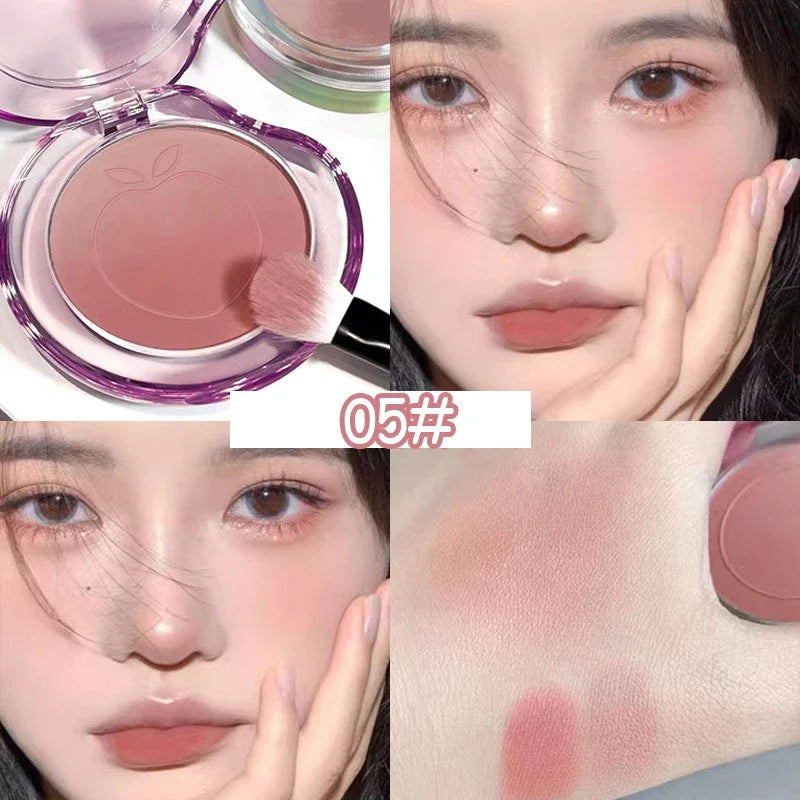 Peach Pink Blusher Matte Purple Cheek Tint Blush Makeup Lasting Brighten Facial Silky Smoothness Rouge Powder Palette Cosmetics Qme B-05