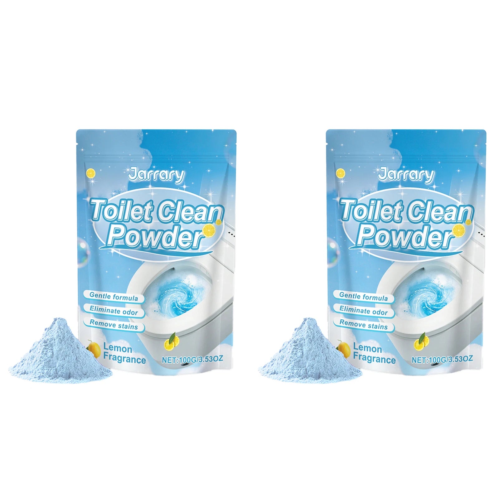 Toilet Cleaning Powder Gentle Formula Removing Stains & Urinary Scale Eliminate Odors Lemon Fragrance Household Toilet Cleaner Qme 2 x 100g Boxed