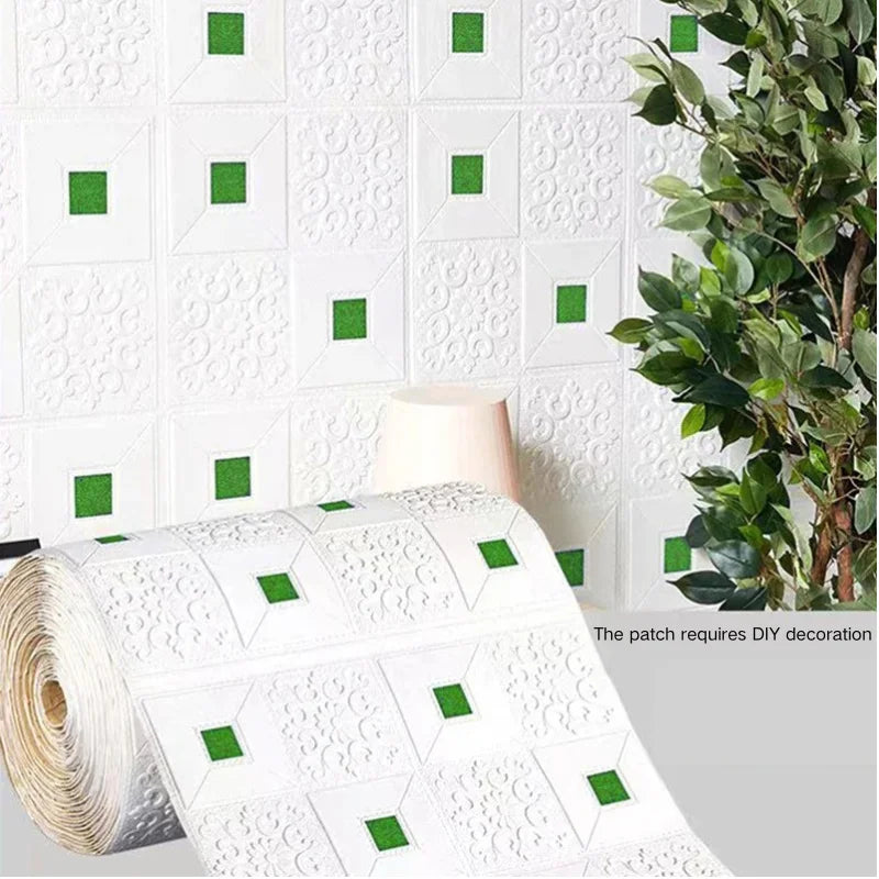 1- 70 Golden Brick Foam Wallpaper Wall Sticker Self Adhesive Panel Qme green 70CMx70CM 10pcs