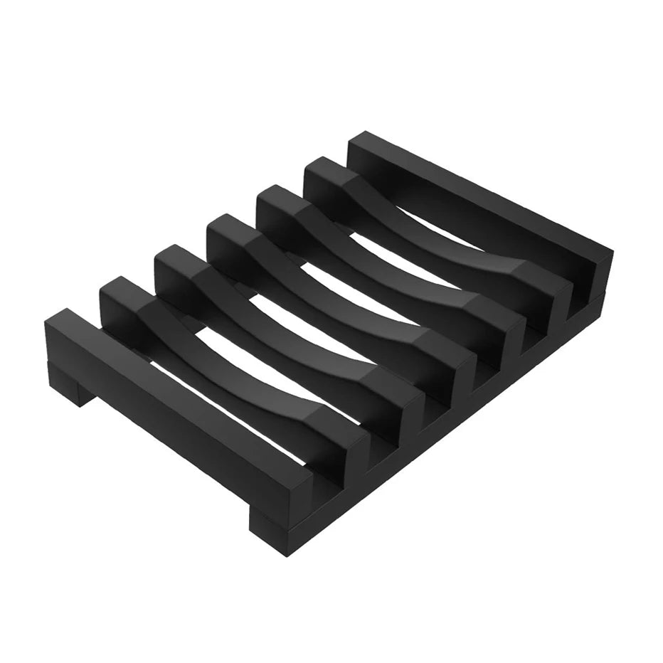 Flexible Silicone Soap Holder Hollow Design Bar Soap Dish Bathtub Kitchen Soap Saver Drainer Sponges Scrubber Display Qme black
