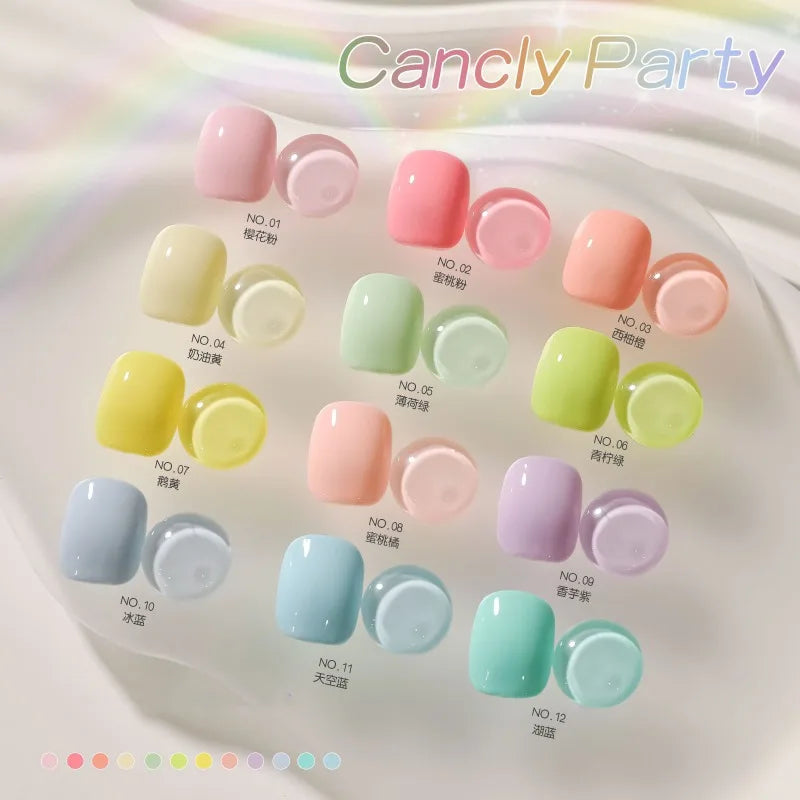 12 Colors Candy Macaron Gel Nail Polish Set, High Saturation Pastel Jelly Gel Polish, Soak Off UV LED Nail Art Manicure Set 15ml Qme