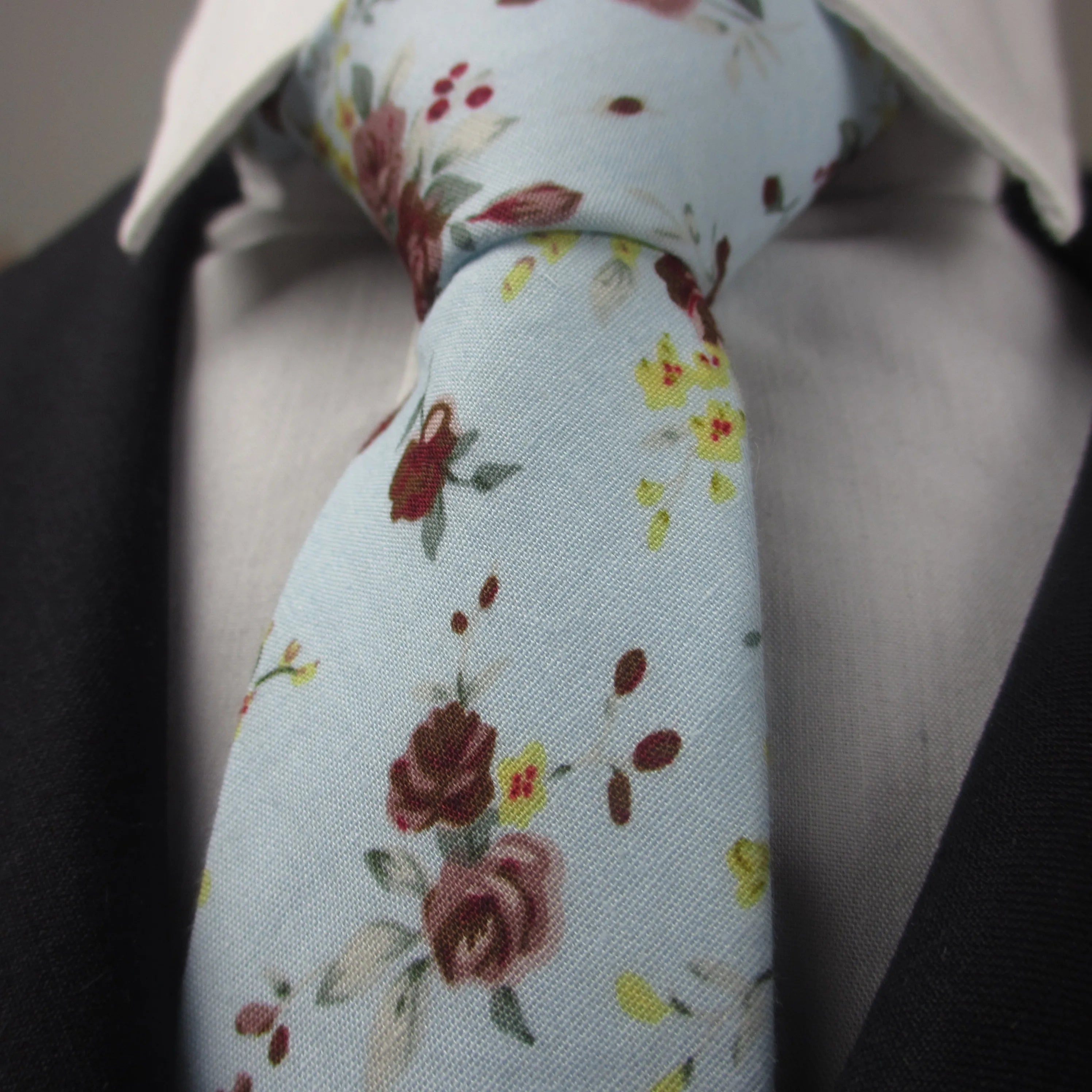 Slim Cotton Necktie Print Custom Classic Fashion Elegant Floral Qme color 3