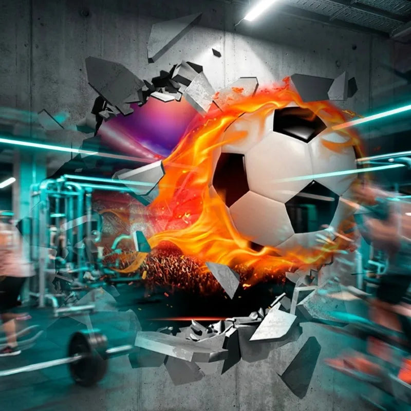3D Football Soccer Wall Stickers Self Adhesive Removable Decals Boys Qme