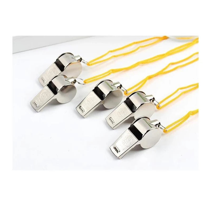 Loud Metal Whistle Team Sport Rope Strong Compact Wear Resistant Qme
