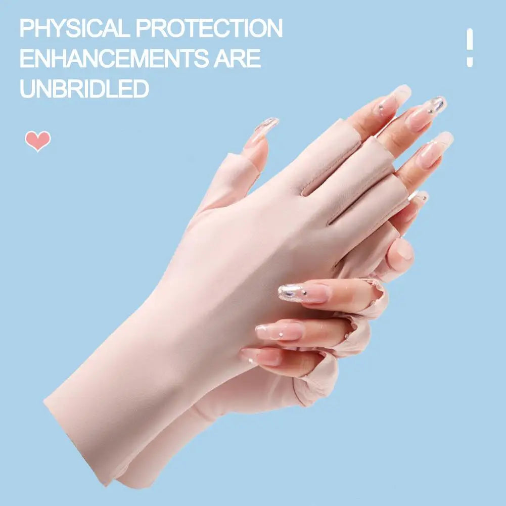 1 Pairs Sunscreen Gloves For Women Nail Art Gel UV LED Lamp Tool Nail Art Glove UV Protection Gloves Protecter Gloves Qme