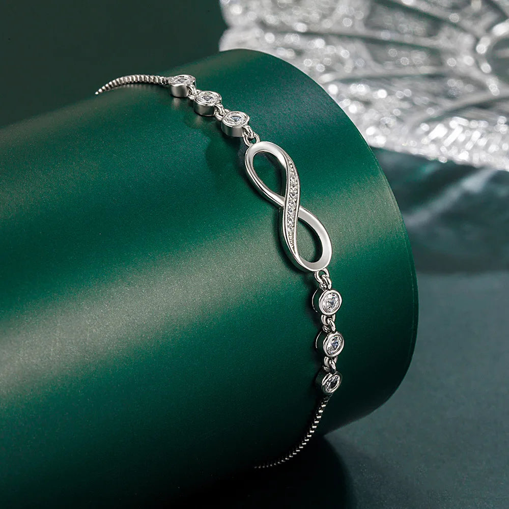 Custom 925 Sterling Silver Crystal Bracelets for Women Fashion Y2K Jewelry Charm Wedding Engagement Party Christmas Gifts Qme 20CM 8 inches