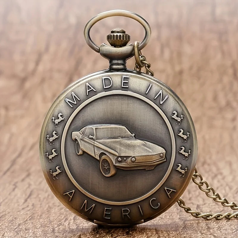 Bronze Mustang Car Pocket Watch - Perfect Birthday Gift for Teens Qme Bronze