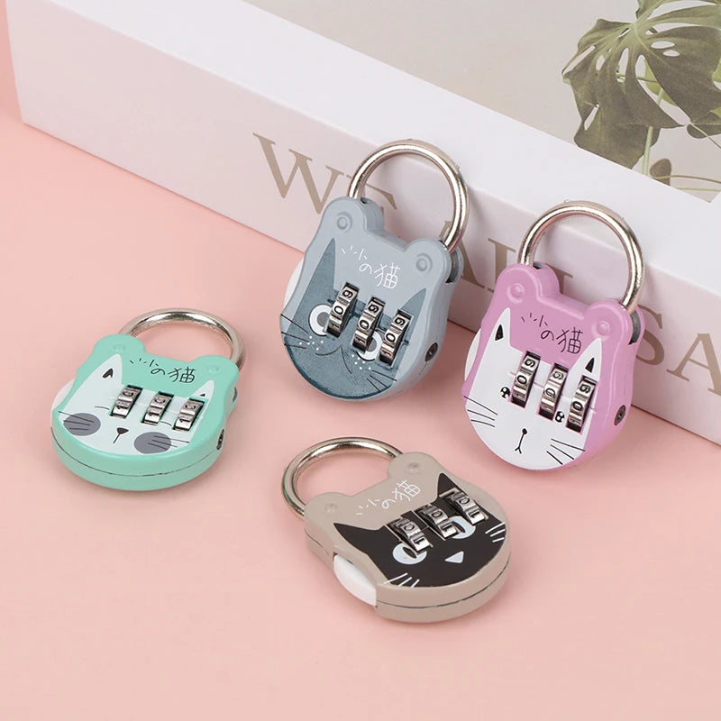 Cute Cat Code Number Lock Anti-theft Strength Accurate Mini Luggage Qme