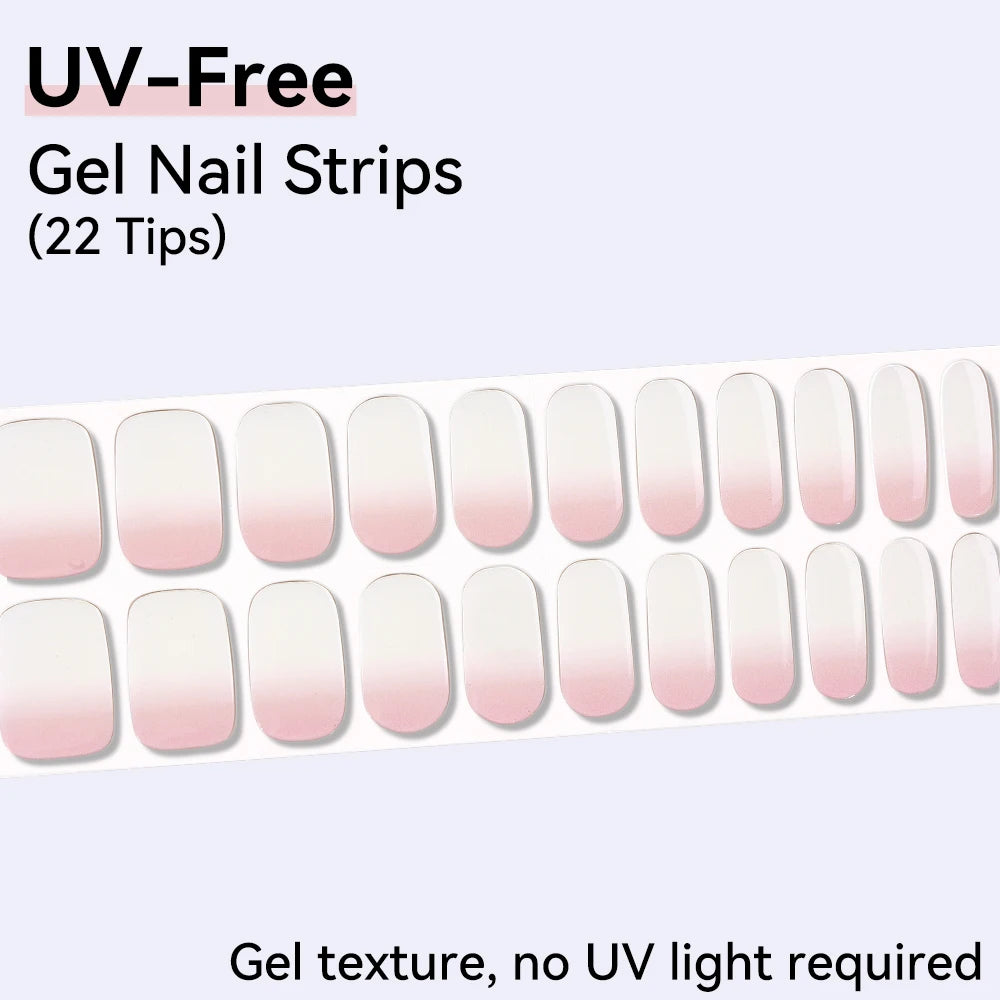Baking-free 22Tips Nail Stickers Summer Strawberry Polish Sticker Qme BSA-0373