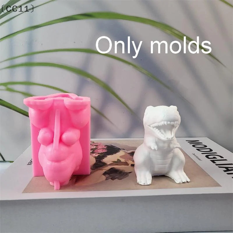 CC11 Dinosaur Candle Mold DIY Plaster Desktop Ornament Silicone Qme