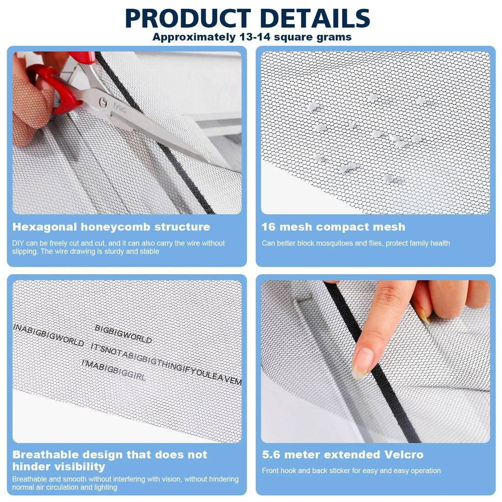 Anti Fly Mosquito Net Window Screen Mesh Adhesive Mosquito Insect Flying Bug Net Curtains for Kitchen Windows Home Protector Qme