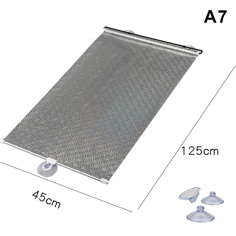 Portable Retractable Roller Shade With Suction Cups Sun Protection And Heat Insulation Perfect For Home Windows And Car Use Qme A7